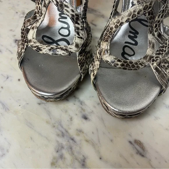 Sam Edelman Eden Heels Size 7M snakeskin shoes Leather - Picture 4 of 7